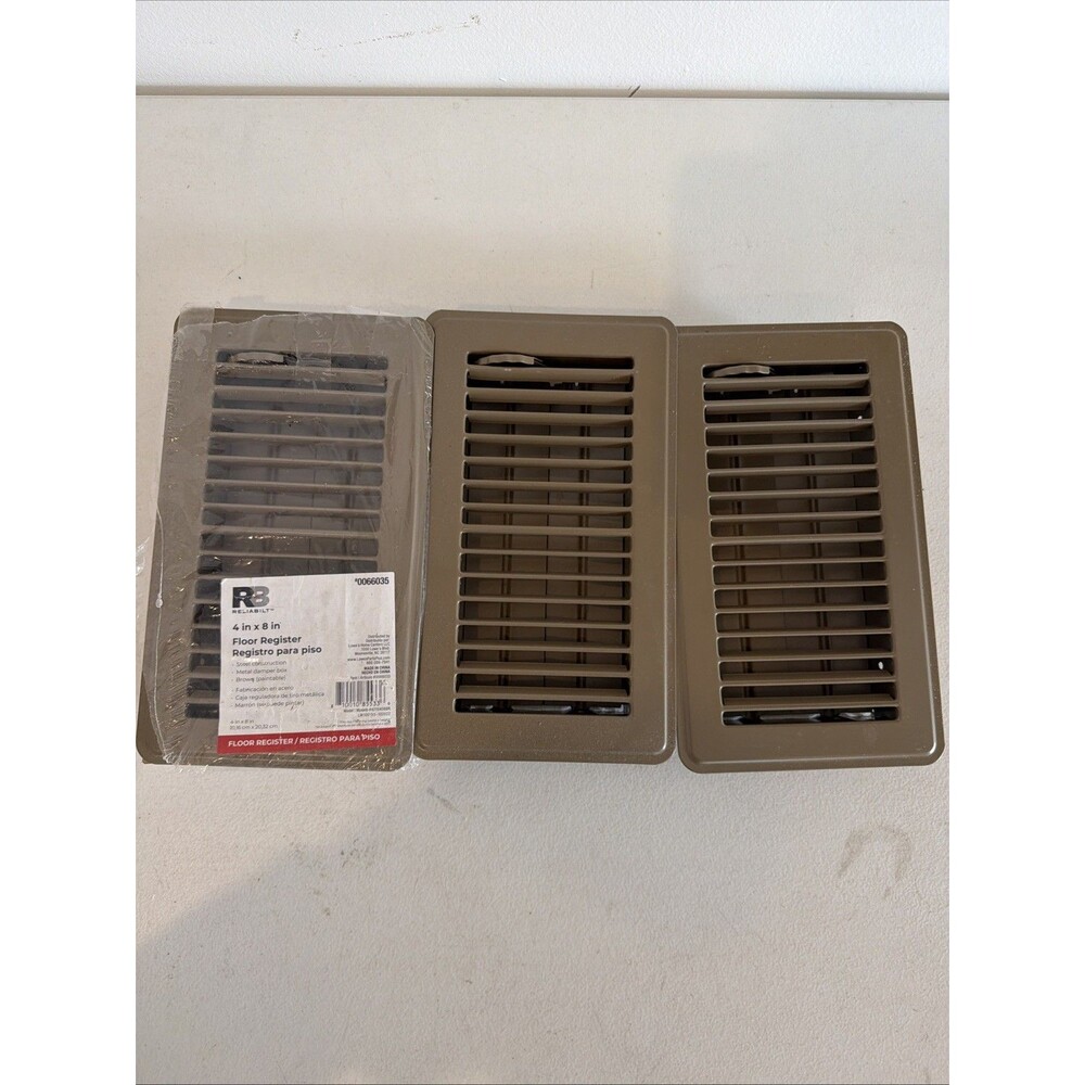 RELIABILT 4-in x 8-in STEEL BROWN FLOOR REGISTER 3 PACK NEW